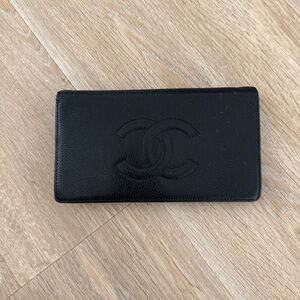Chanel Black Leather Long Wallet